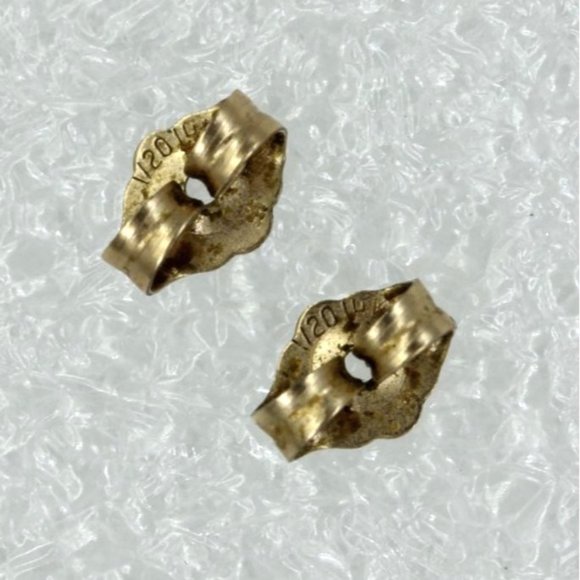 925 STERLING Southwest minimalist tigers eye gold filled EARRINGS vintage 9mm - Picture 7 of 8